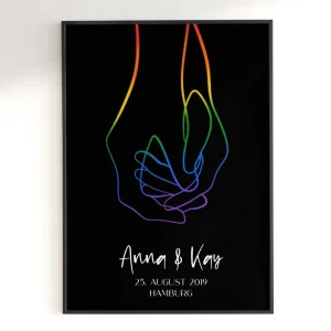 Personalisiertes Poster - Holding Hands Rainbow
