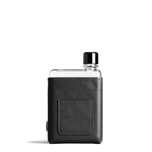 A6 Leder SCHUTZHÜLLE | für A6 memobottle WASSERFLASCHE Leder Schwarz