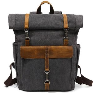Rolltop Canvas Rucksack mit Leder "Nomad"