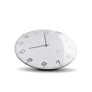 ONE ARABIC DOME - Geräuscharme WANDUHR - Edelstahl m. weißem Zifferblatt & Indizes | Huygens