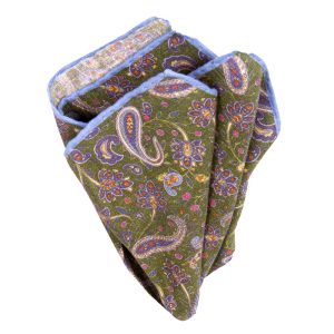 Handrolliertes Leineneinstecktuch mit Paisley-Muster