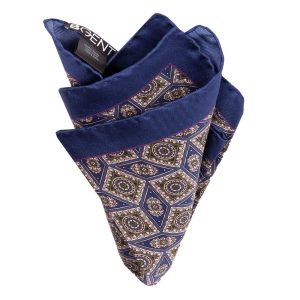 Handrolliertes Einstecktuch aus Seiden-Twill mit geometrischem Muster