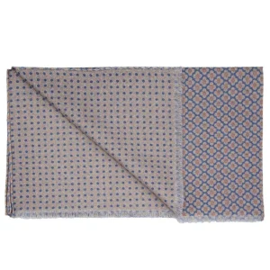 Doubleprint Wollschal mit Blüten und Punkten